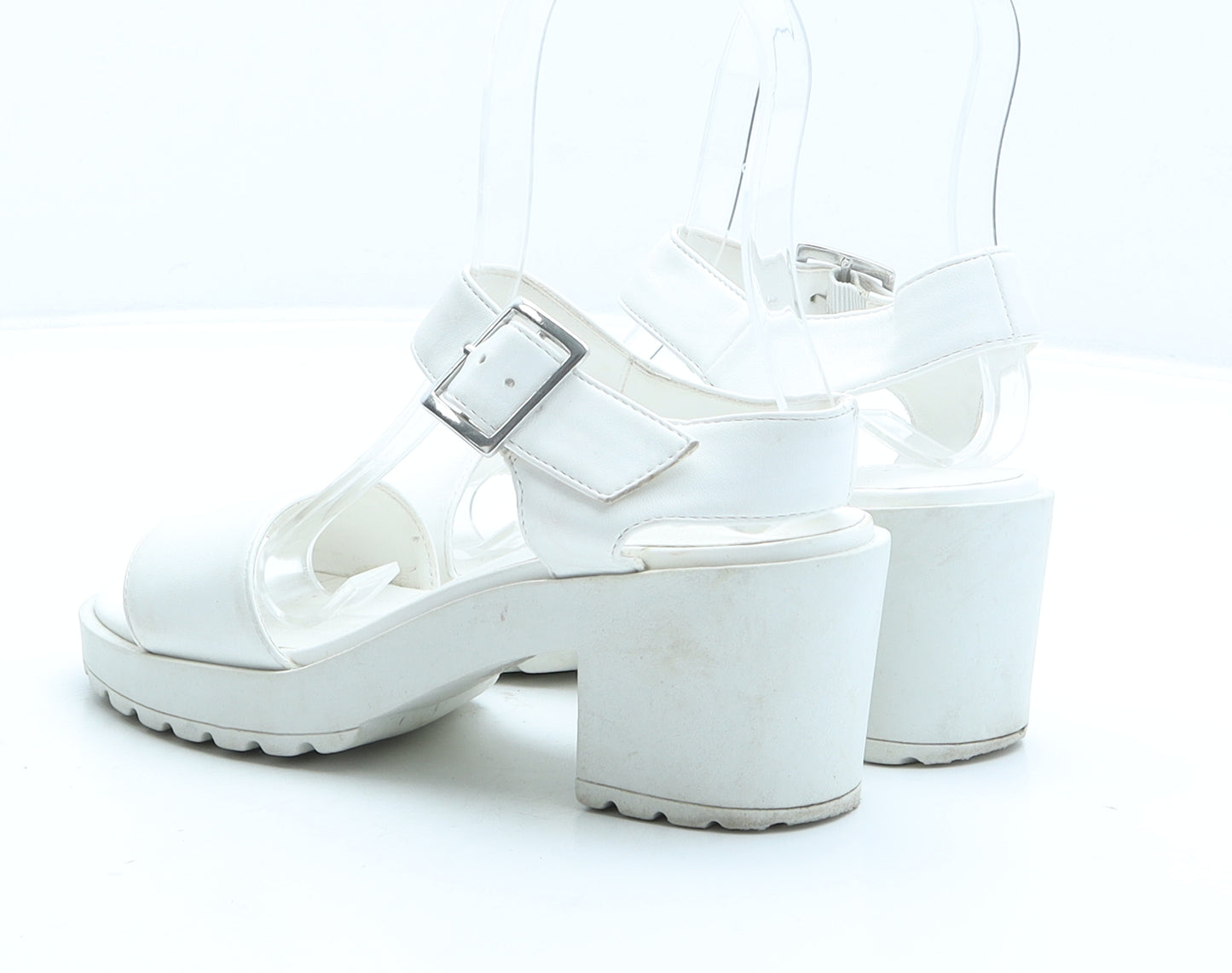 New Look Girls White Synthetic Strappy Sandal UK 1