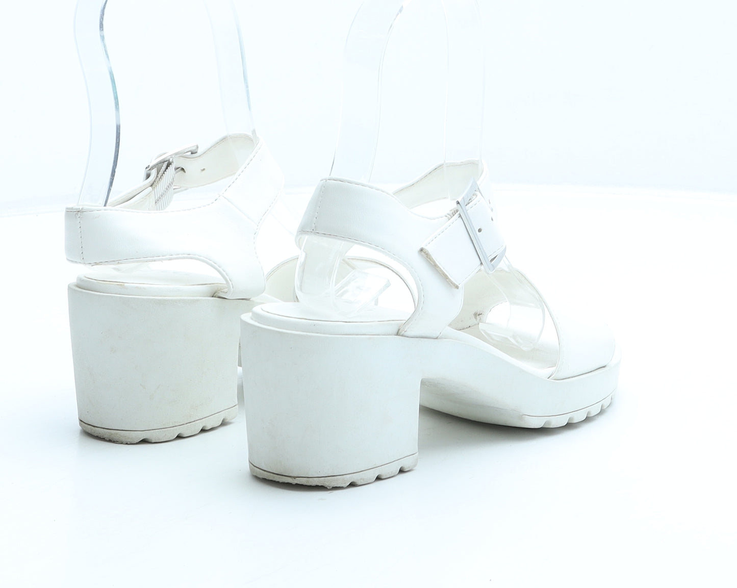 New Look Girls White Synthetic Strappy Sandal UK 1