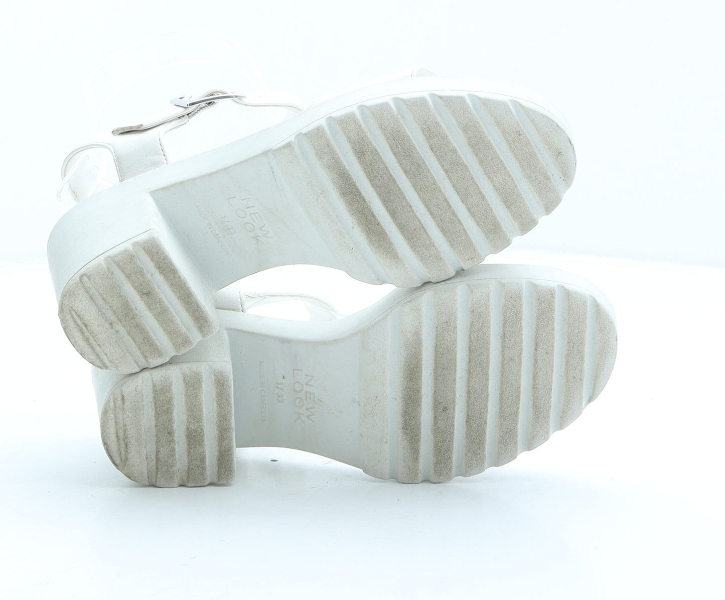 New Look Girls White Synthetic Strappy Sandal UK 1