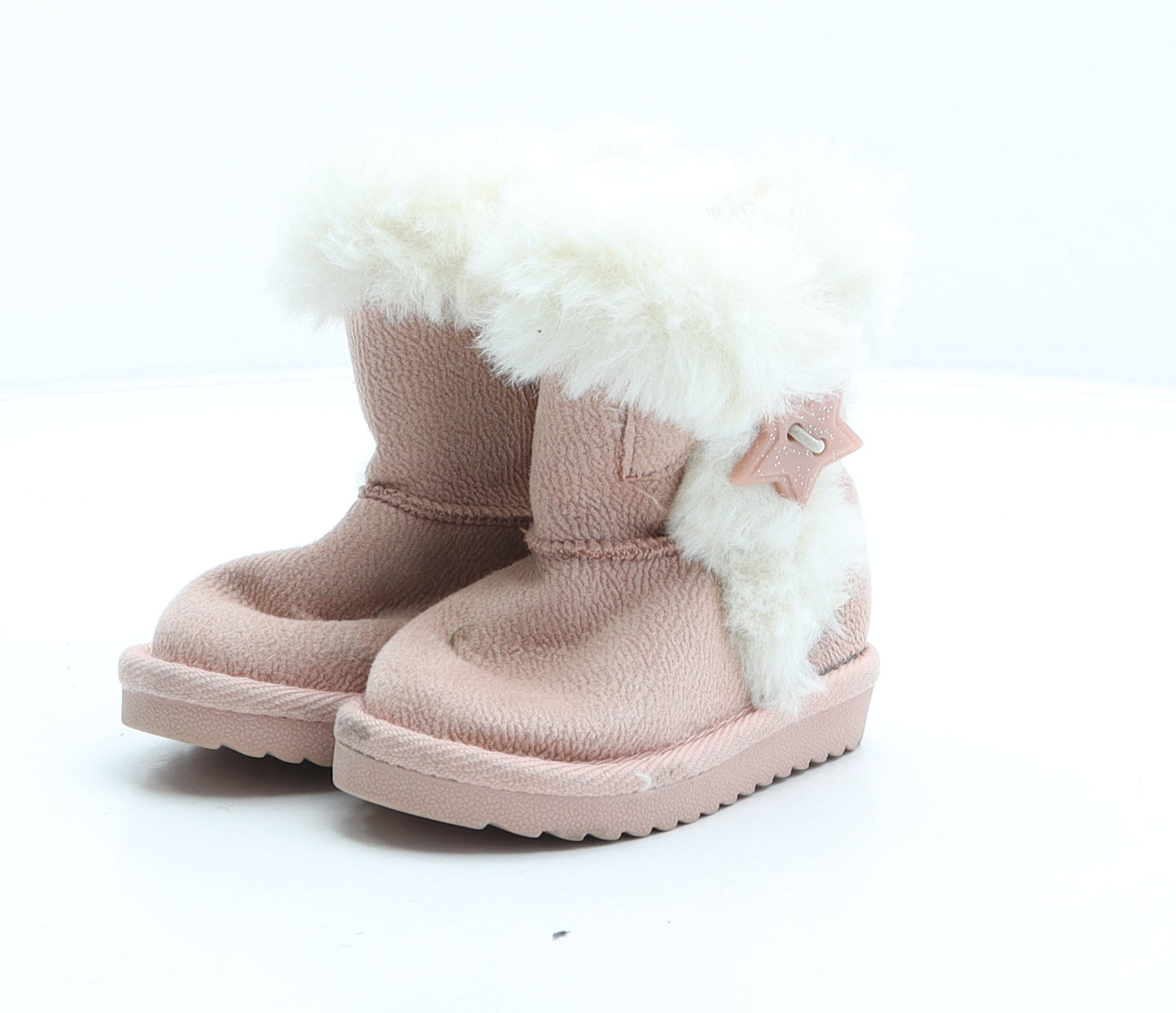 Preworn Girls Pink Suede Shearling Style Boot UK 4