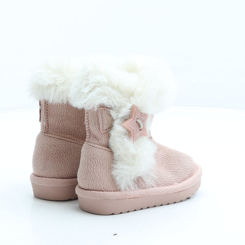 Preworn Girls Pink Suede Shearling Style Boot UK 4