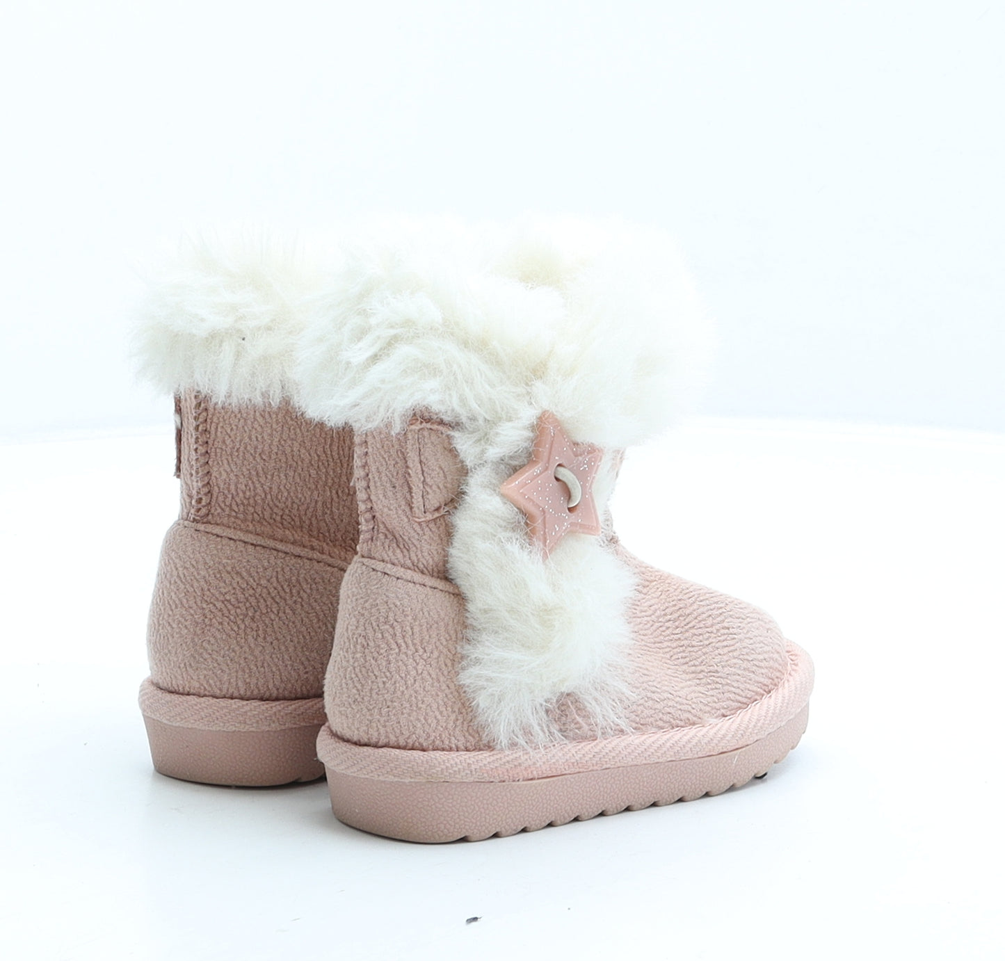 Preworn Girls Pink Suede Shearling Style Boot UK 4