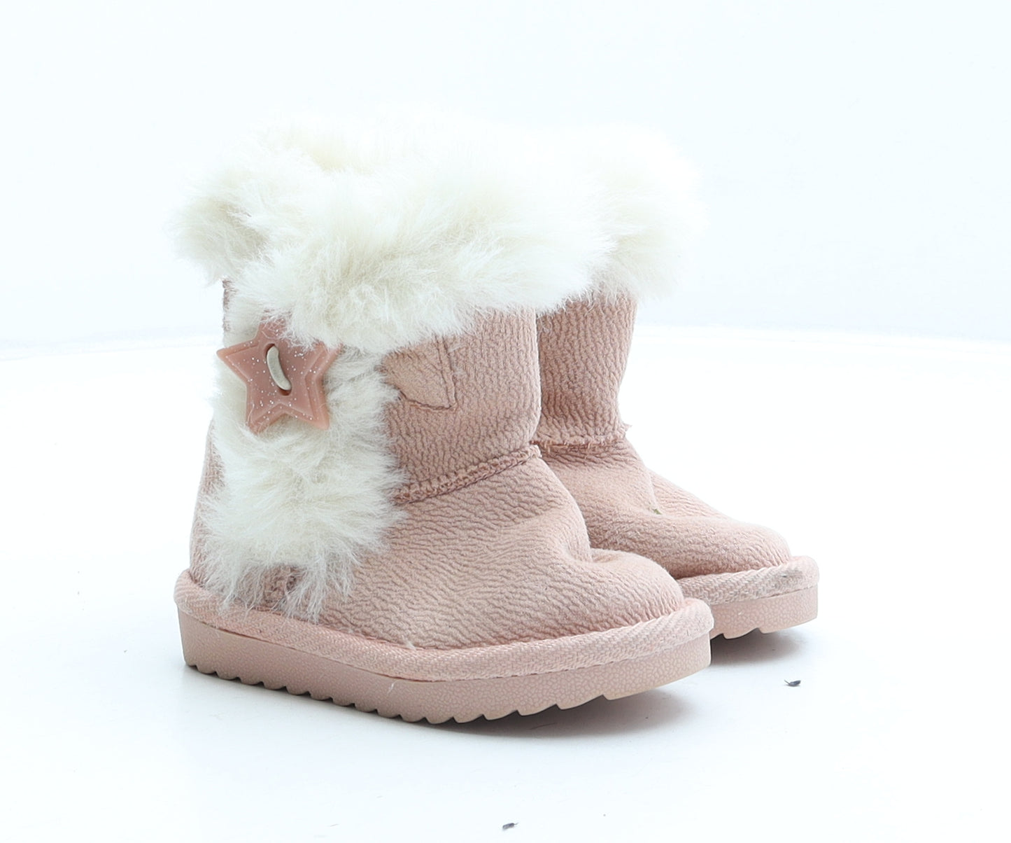 Preworn Girls Pink Suede Shearling Style Boot UK 4