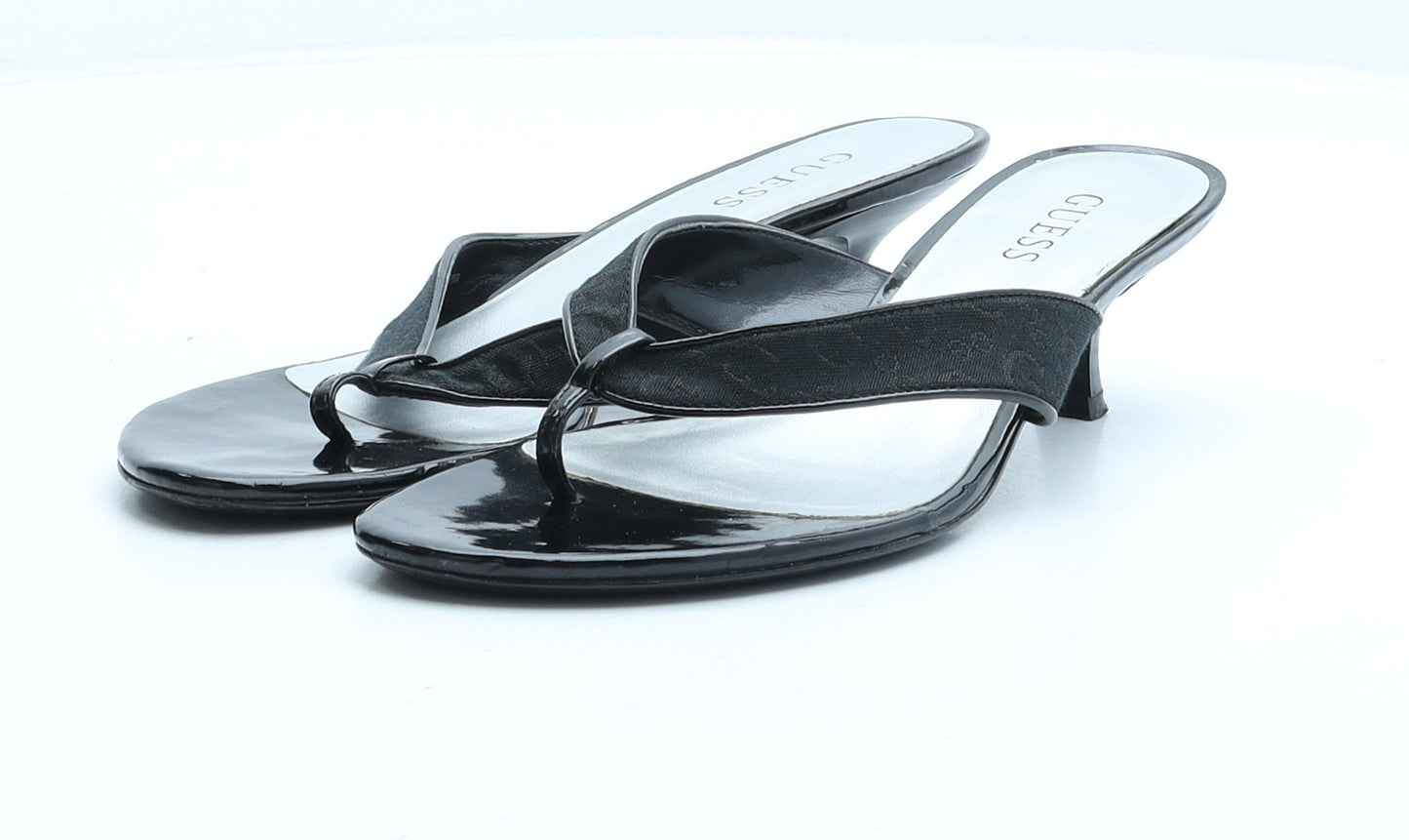 GUESS Womens Black Leather Mule Heel UK 6