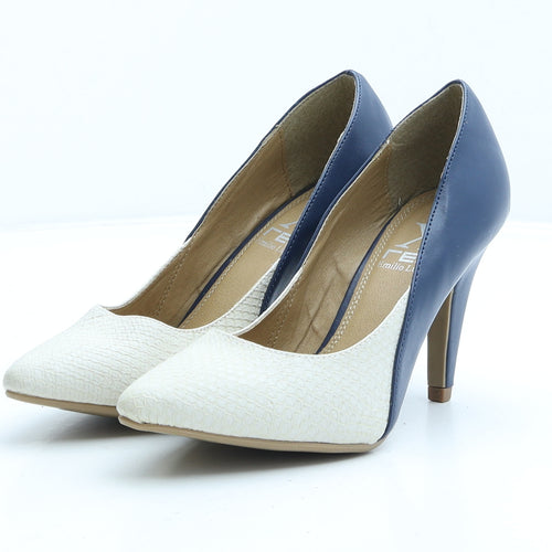 Emilio Luca X Womens Blue Colourblock Synthetic Court Heel UK 3