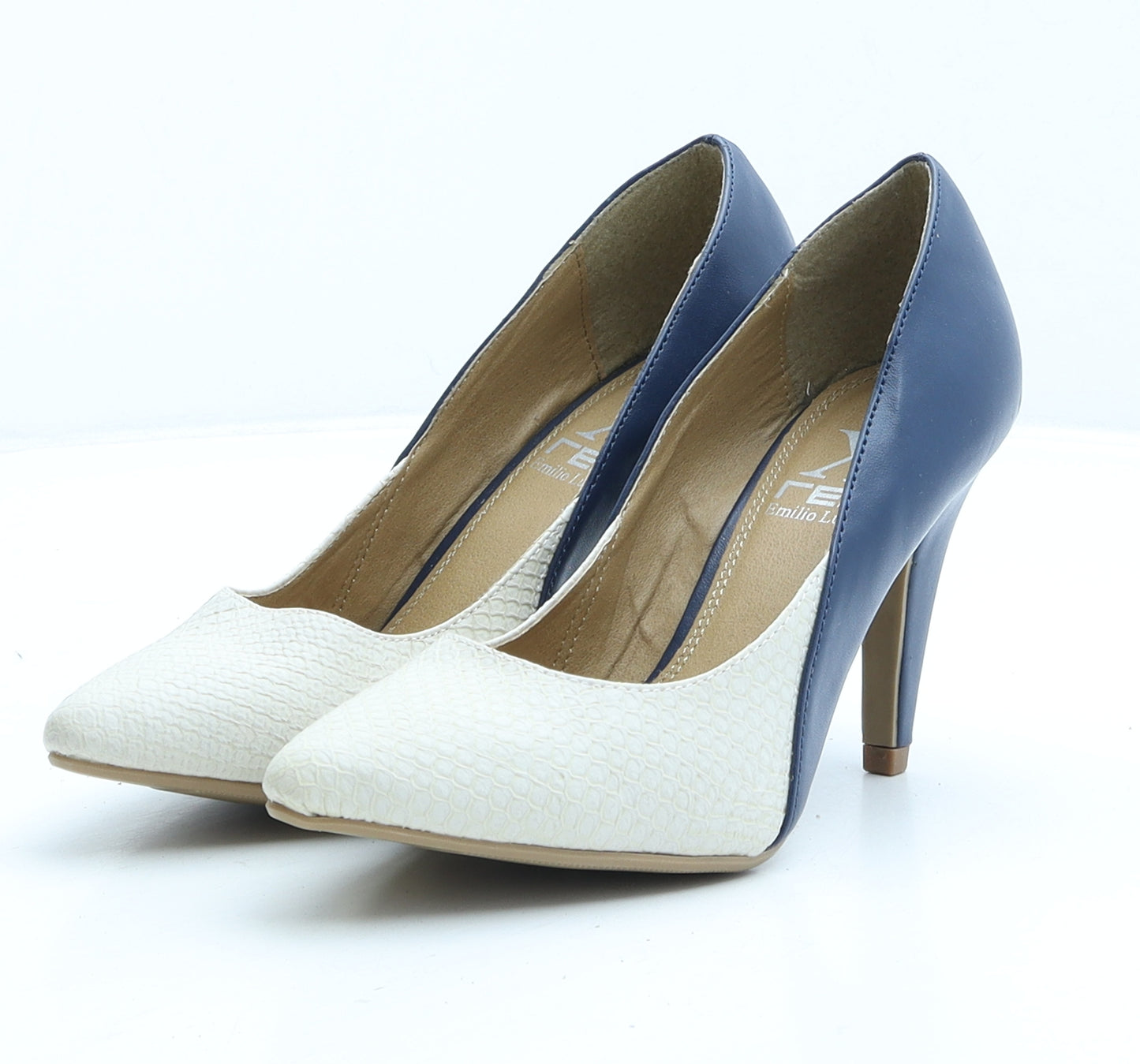 Emilio Luca X Womens Blue Colourblock Synthetic Court Heel UK 3