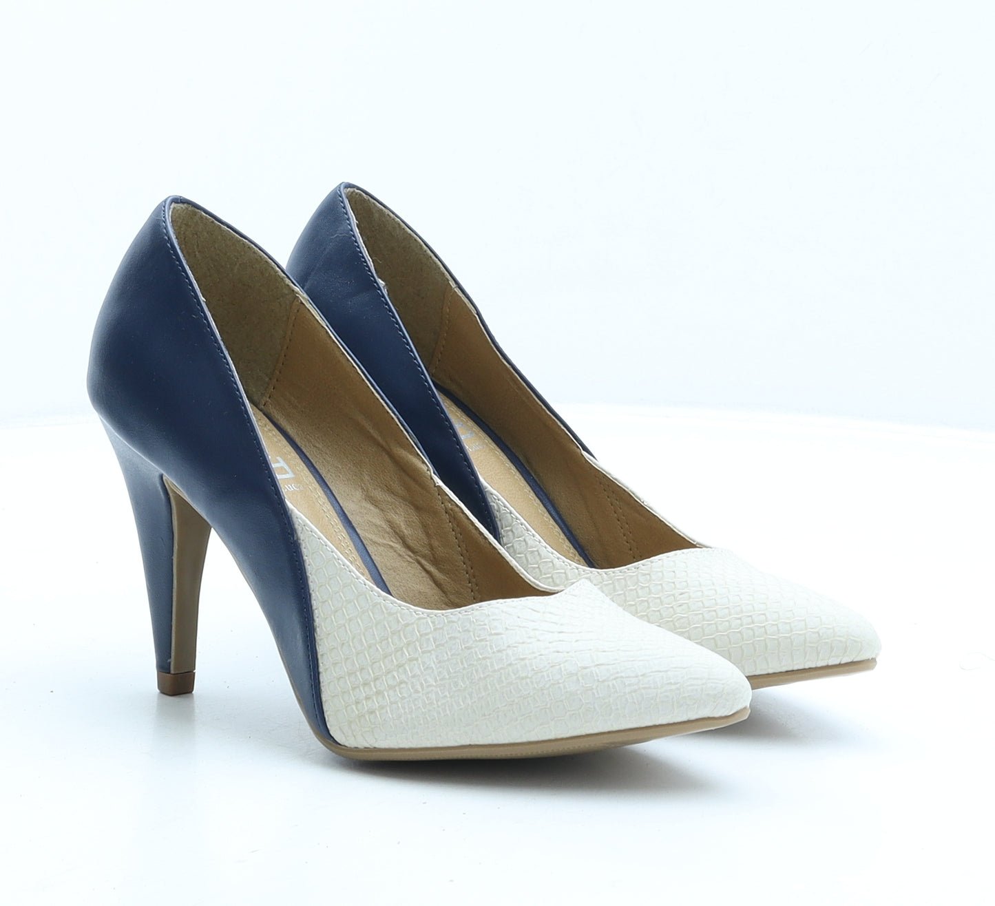 Emilio Luca X Womens Blue Colourblock Synthetic Court Heel UK 3