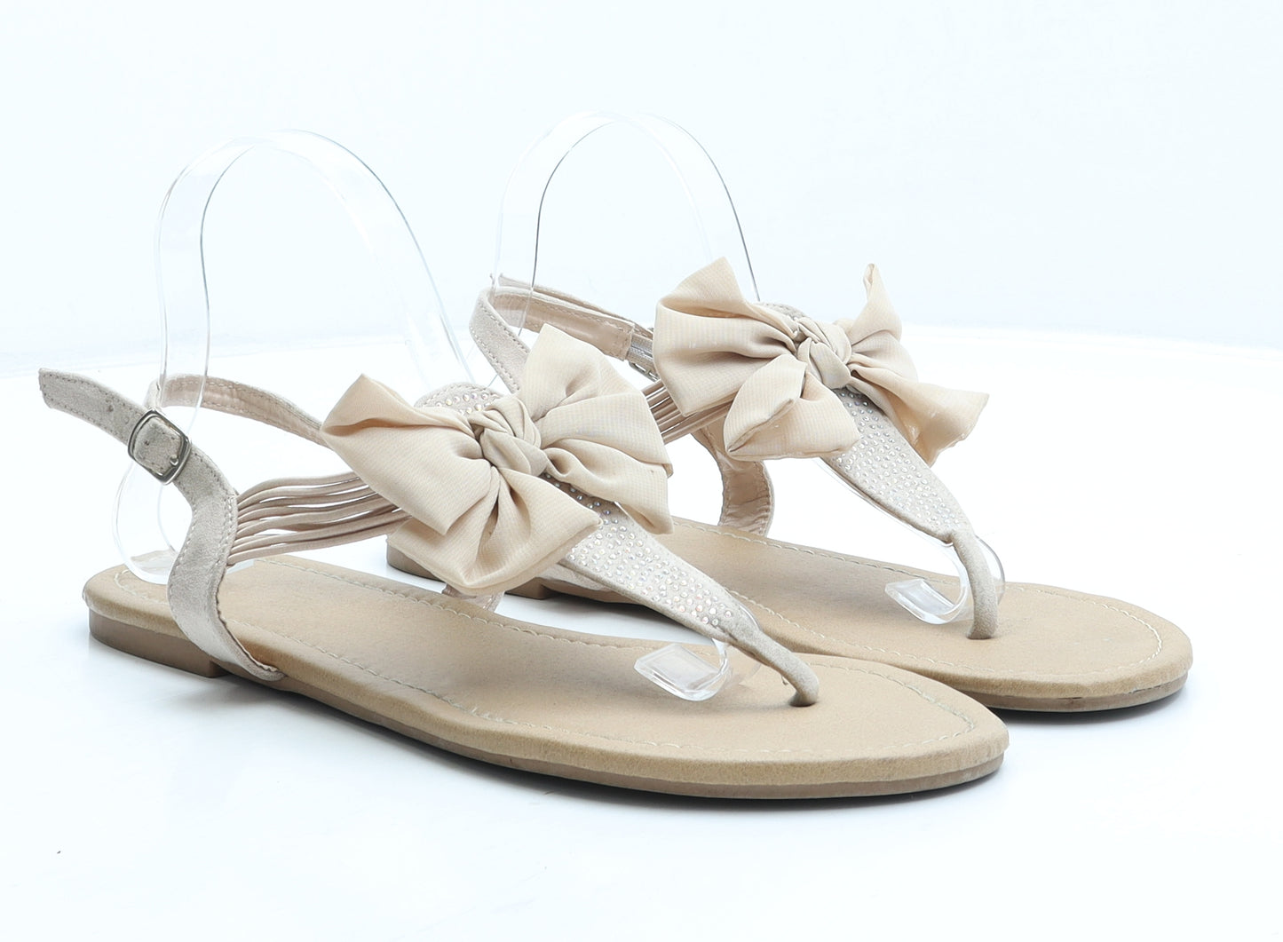 Preworn Womens Beige Suede Slingback Sandal UK 9