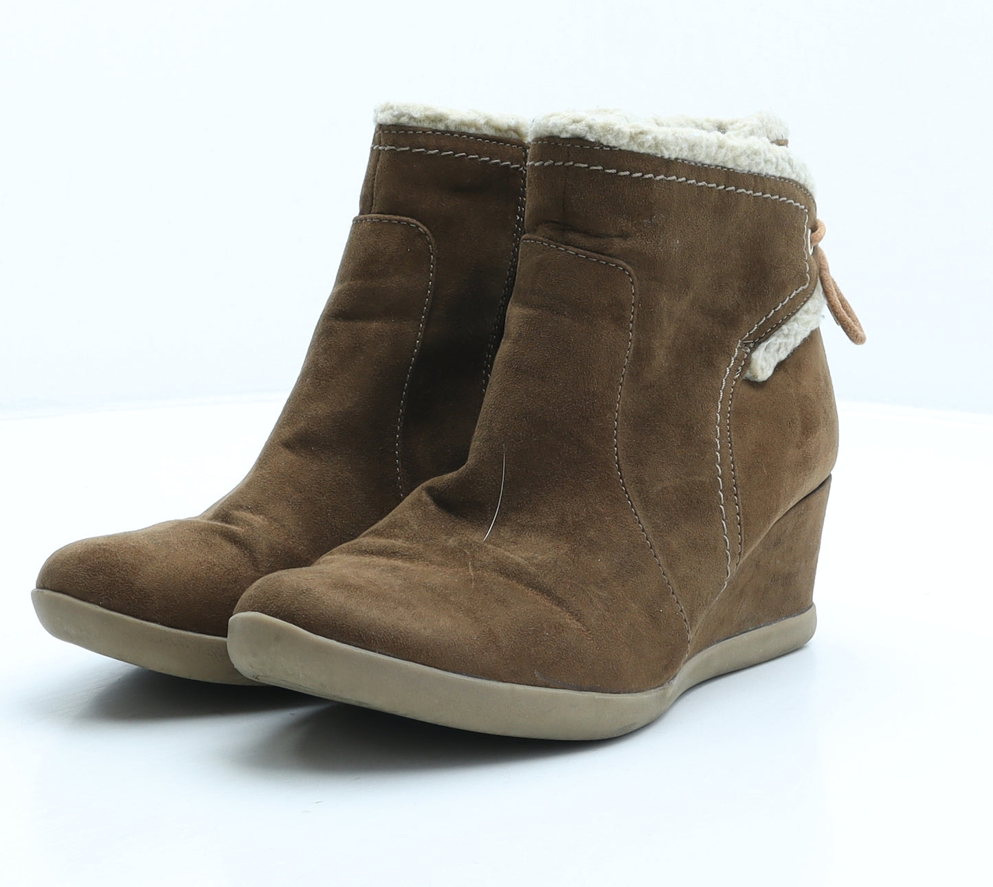 Evans Womens Beige Suede Bootie Boot UK 5 38
