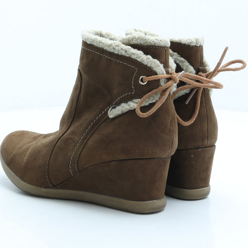 Evans Womens Beige Suede Bootie Boot UK 5 38