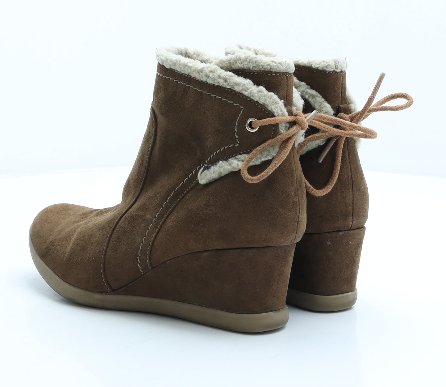 Evans Womens Beige Suede Bootie Boot UK 5 38
