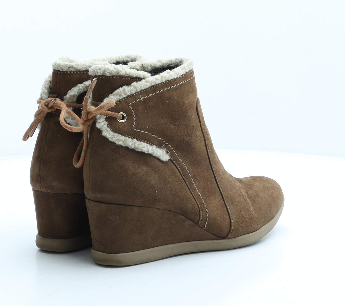 Evans Womens Beige Suede Bootie Boot UK 5 38