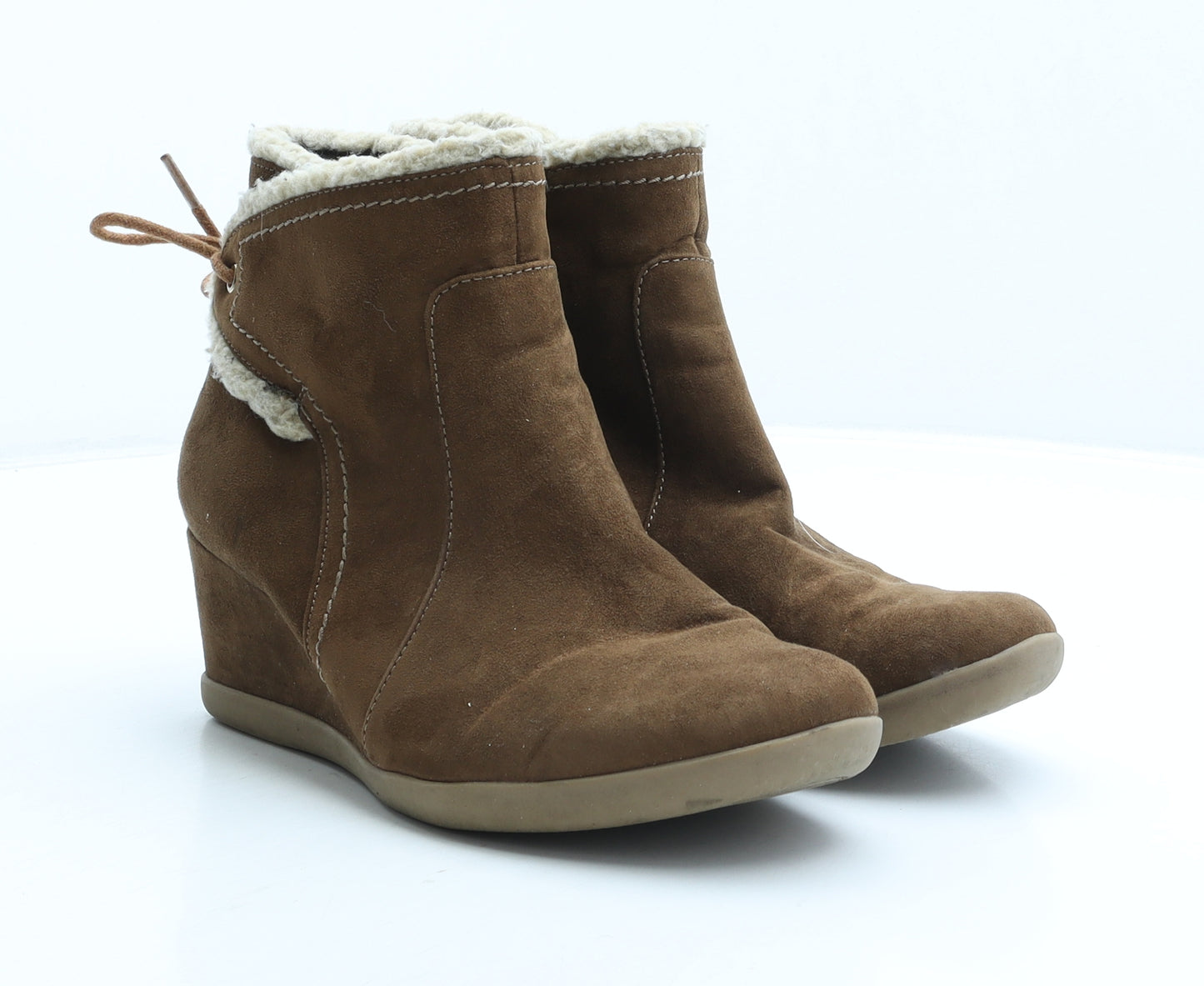 Evans Womens Beige Suede Bootie Boot UK 5 38