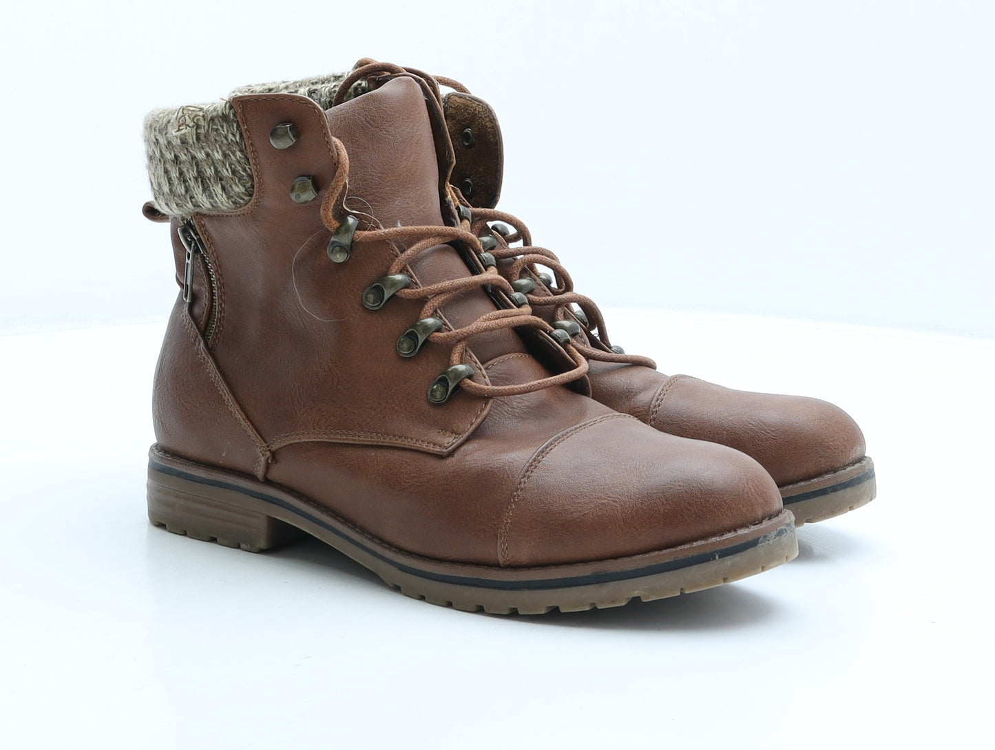 New Look Womens Brown Synthetic Combat Boot UK 6
