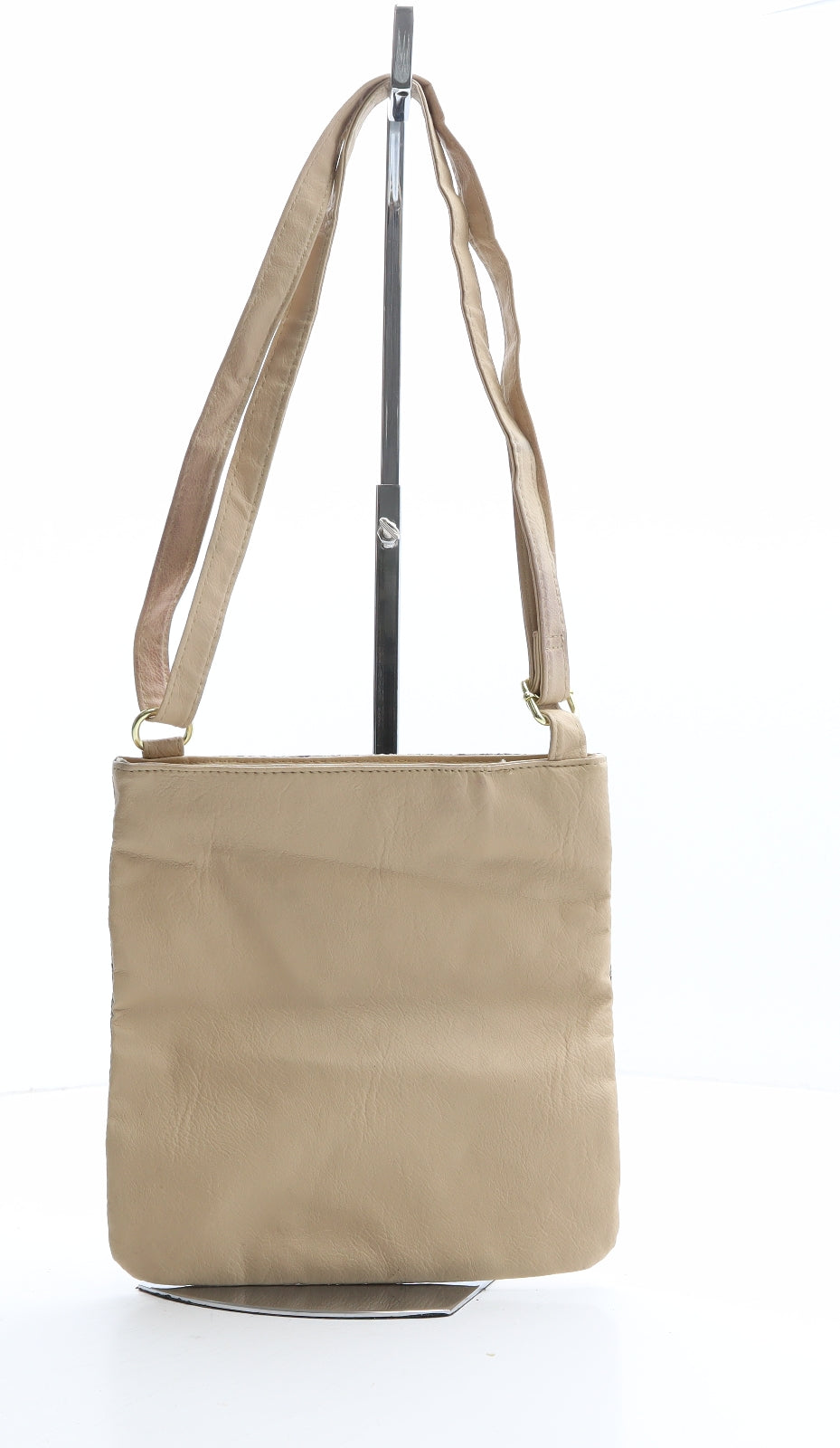 George Womens Beige Animal Print Polyethylene Shoulder Bag Size Small