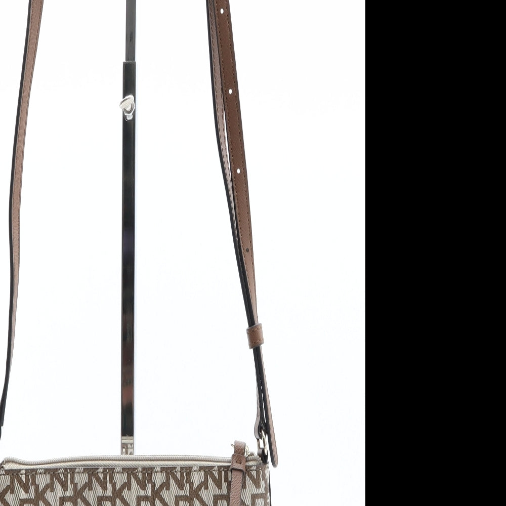 DKNY Womens Brown Geometric Polyethylene Crossbody Size Mini
