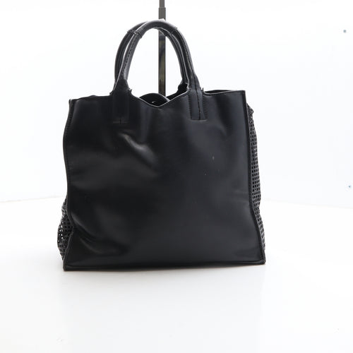 Topshop Womens Black Geometric Polyethylene Hobo Bag Size Medium