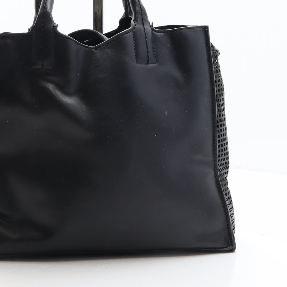 Topshop Womens Black Geometric Polyethylene Hobo Bag Size Medium