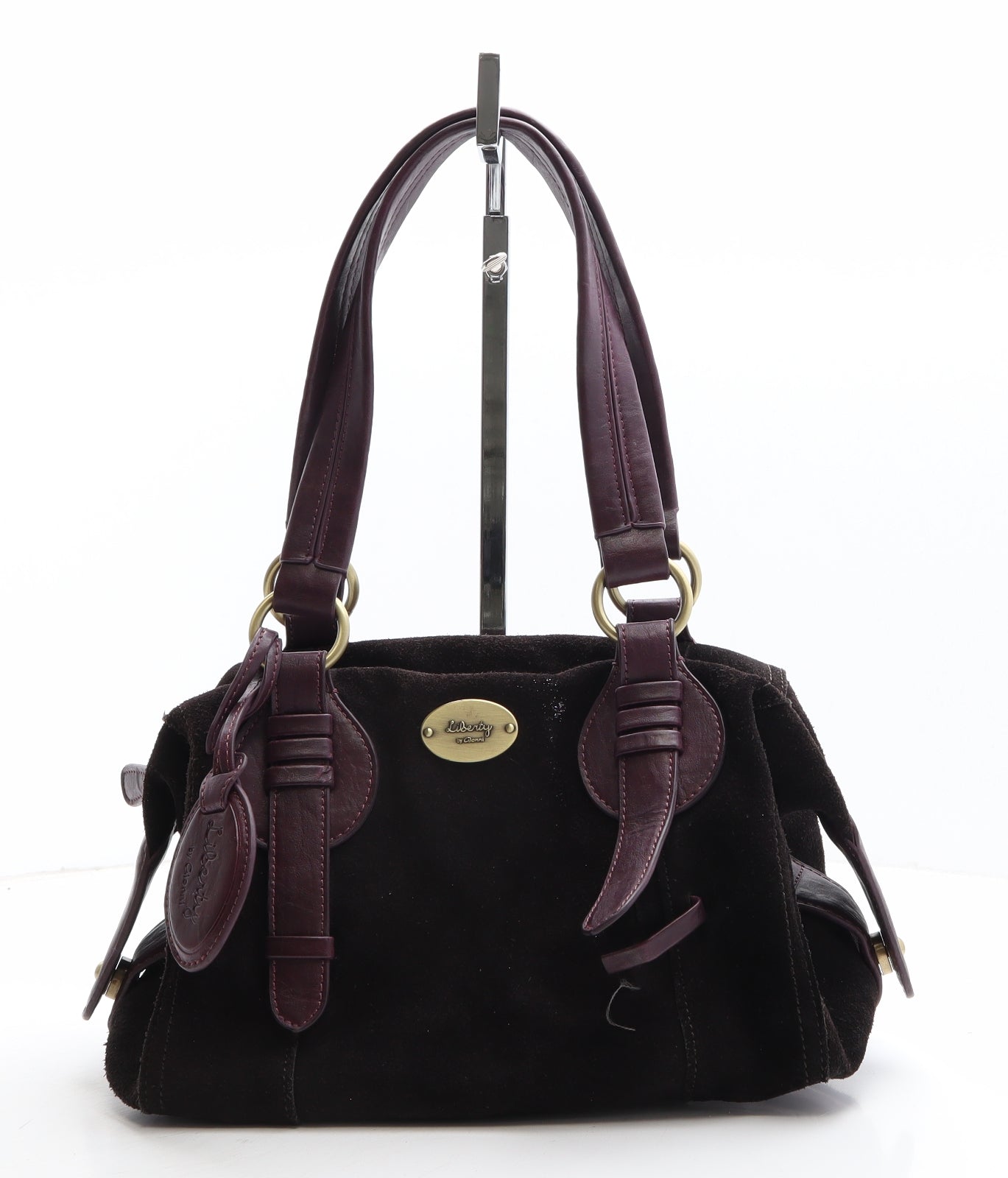 Liberty Womens Purple Leather Top Handle Bag Size Medium