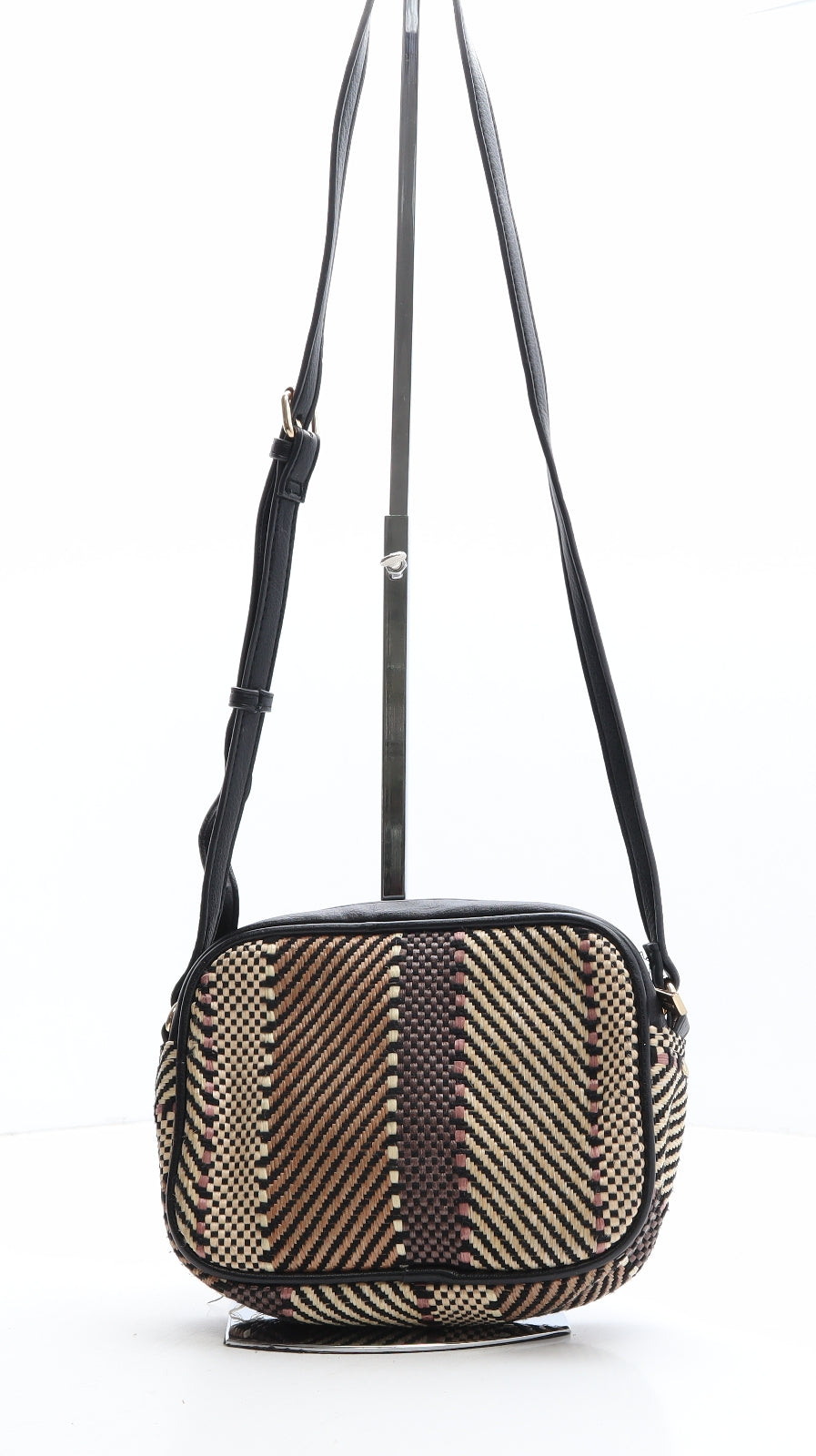 Accessorize Womens Beige Geometric Polyester Saddle Bag Size Mini