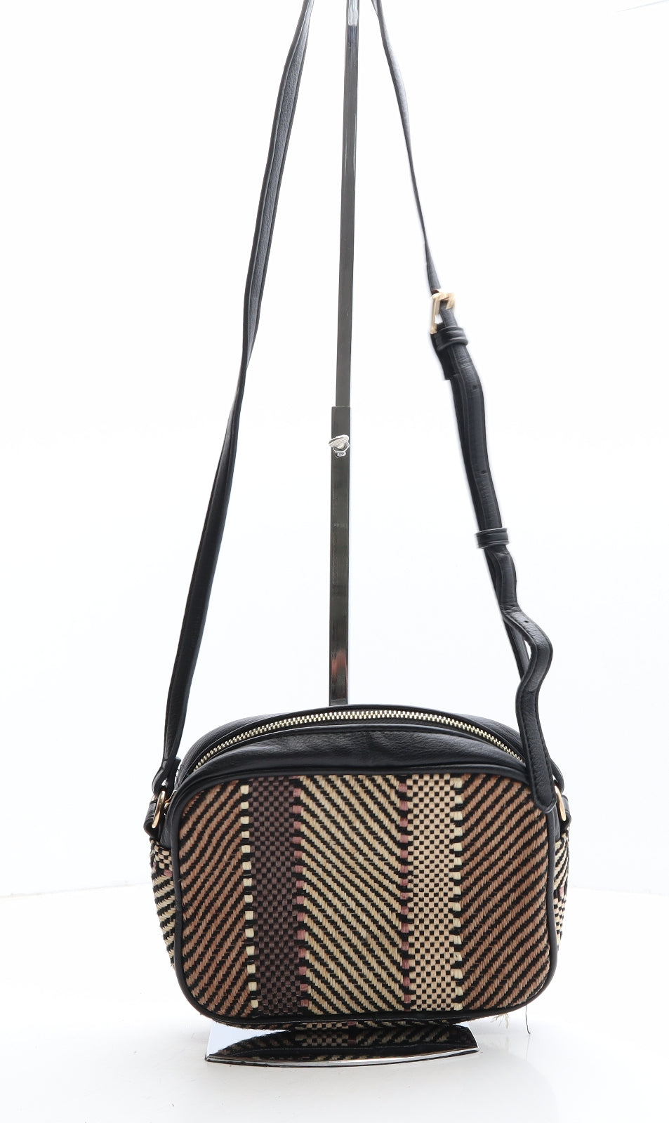 Accessorize Womens Beige Geometric Polyester Saddle Bag Size Mini