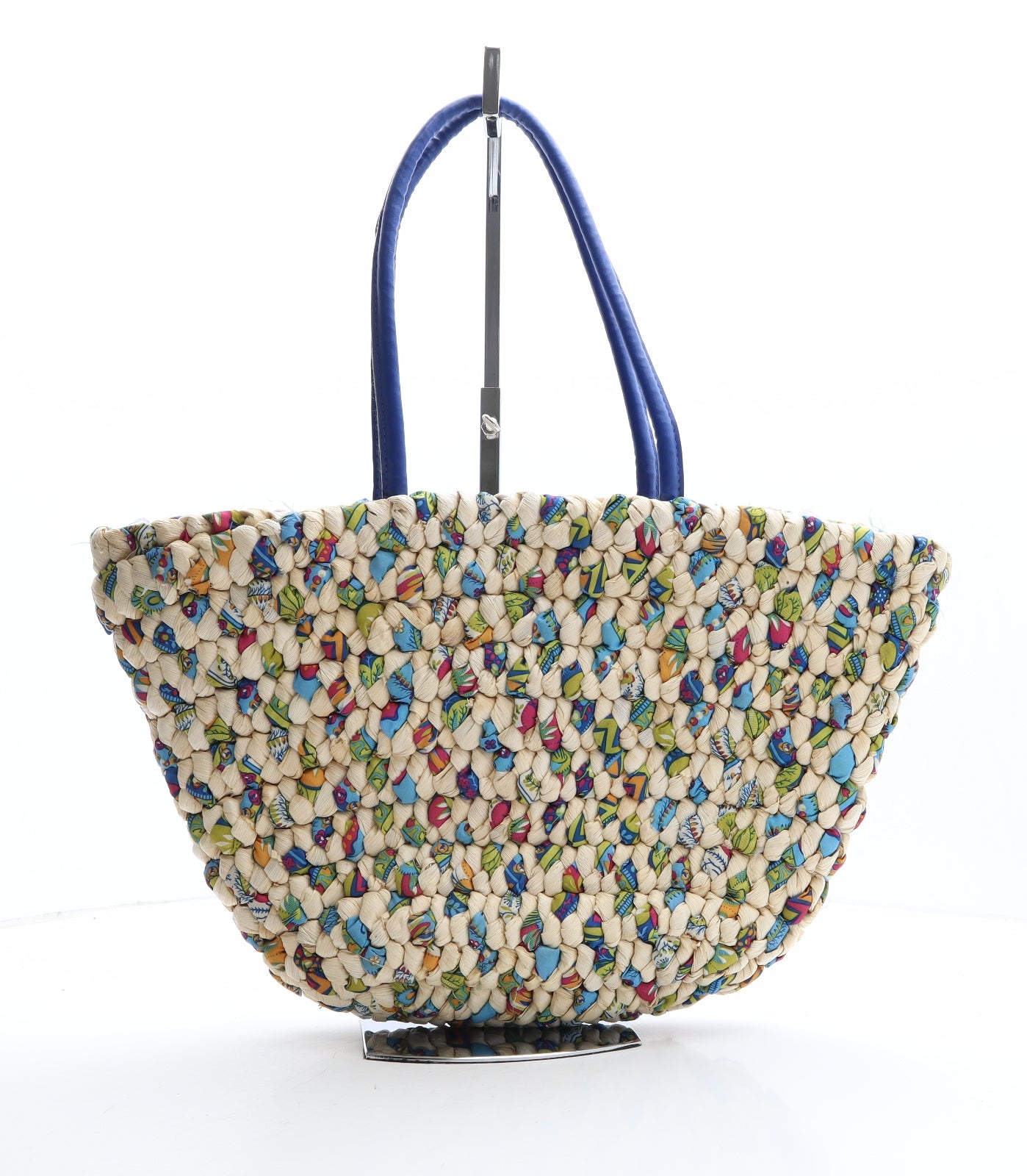 Preworn Womens Multicoloured Geometric Wicker Shoulder Bag Size Large