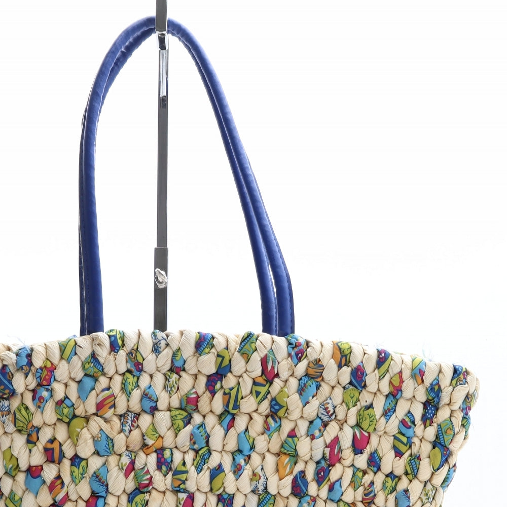 Preworn Womens Multicoloured Geometric Wicker Shoulder Bag Size Large