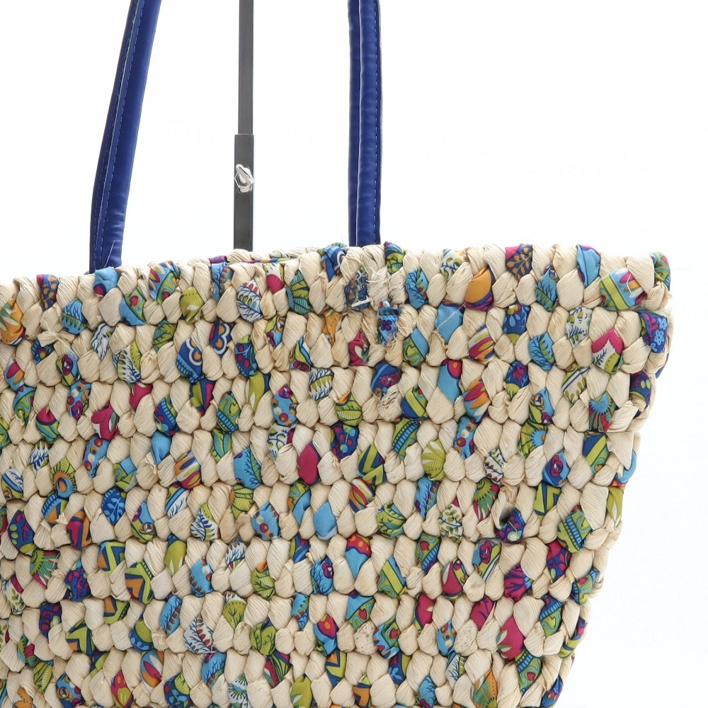 Preworn Womens Multicoloured Geometric Wicker Shoulder Bag Size Large