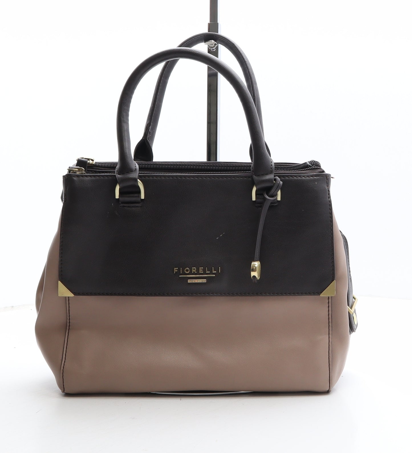 Fiorelli Womens Brown Colorblock Polyethylene Top Handle Bag Size Medium