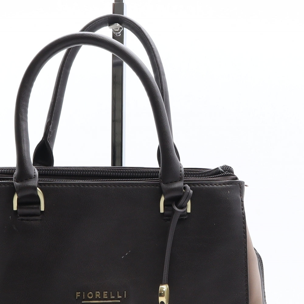 Fiorelli Womens Brown Colorblock Polyethylene Top Handle Bag Size Medium