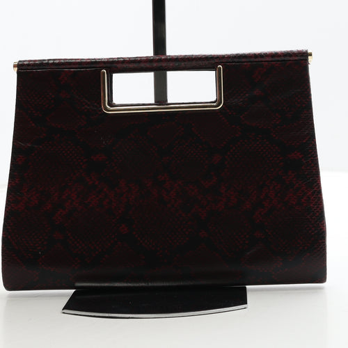 New Look Womens Red Animal Print Polyurethane Clutch Size Small - Snake Skin Print