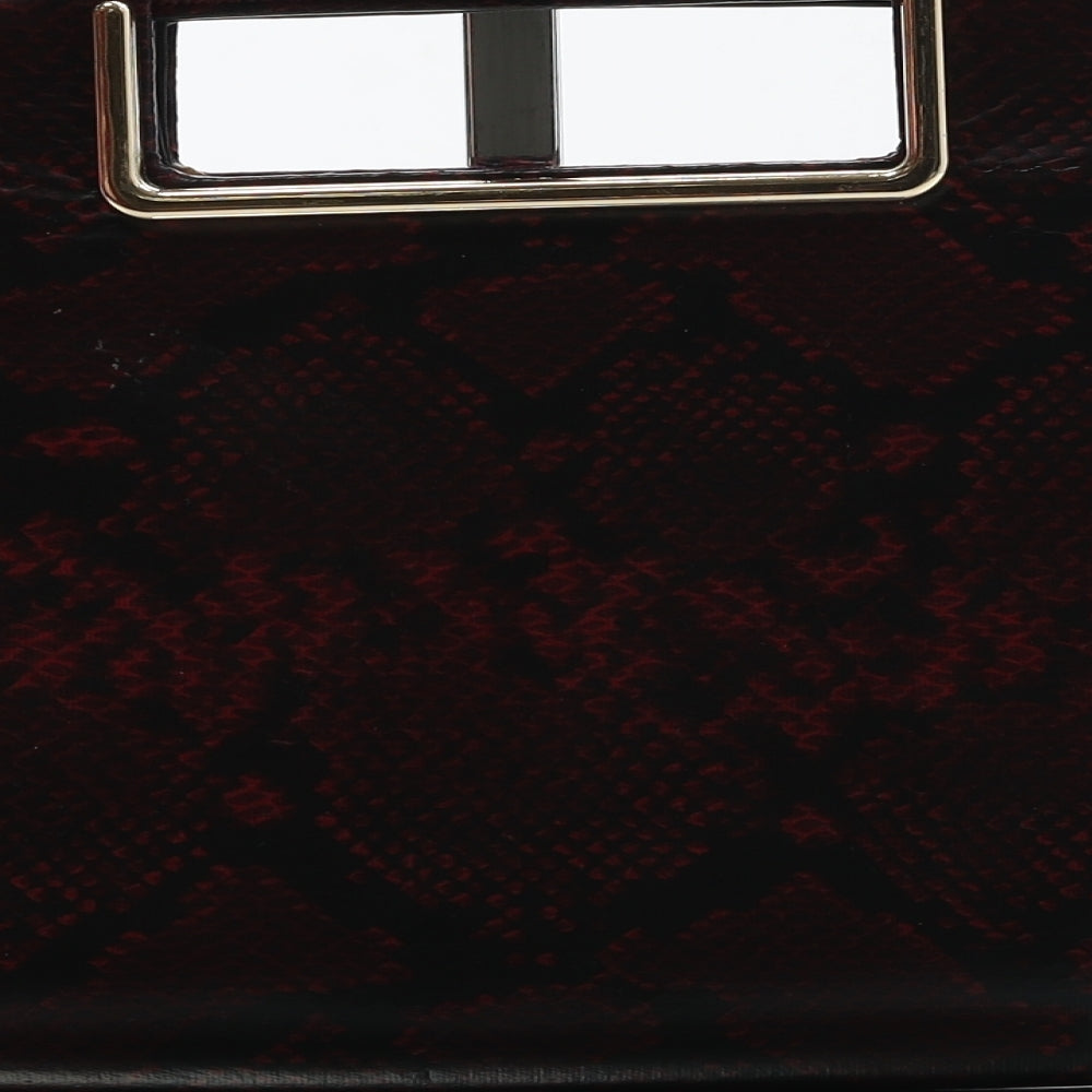 New Look Womens Red Animal Print Polyurethane Clutch Size Small - Snake Skin Print