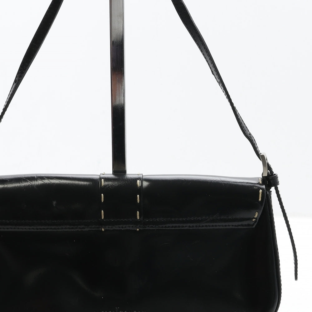 Jasper Conran Womens Black Leather Shoulder Bag Size Small - Stitching Detail