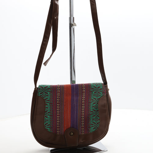 Atmosphere Womens Brown Geometric Polyurethane Crossbody Size Small