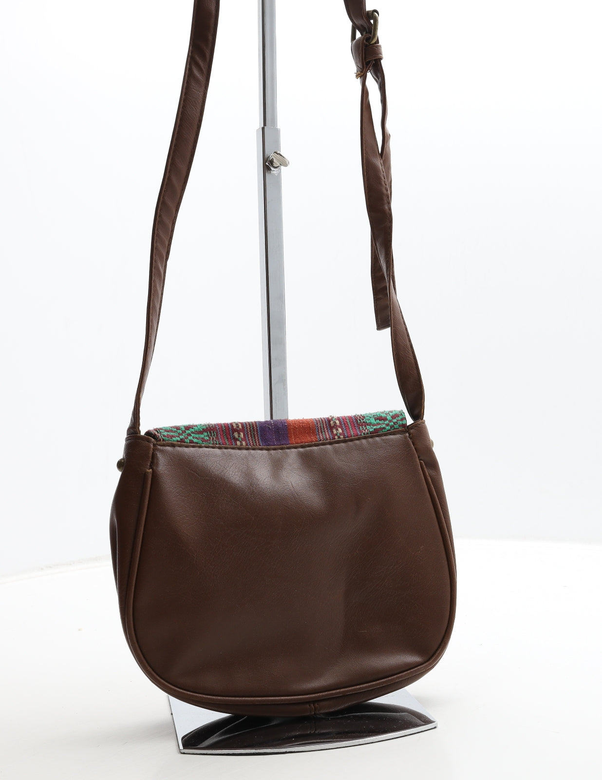 Atmosphere Womens Brown Geometric Polyurethane Crossbody Size Small