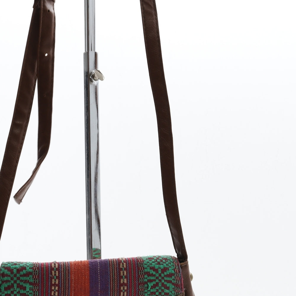 Atmosphere Womens Brown Geometric Polyurethane Crossbody Size Small