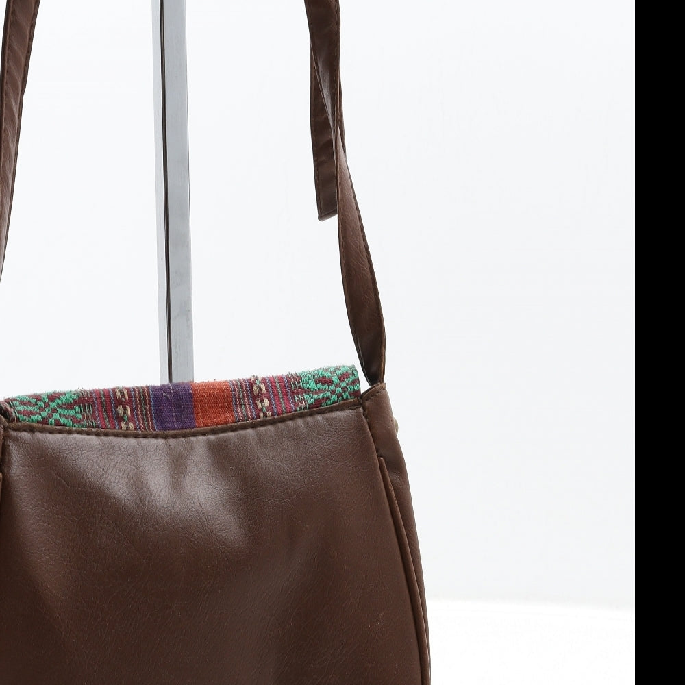 Atmosphere Womens Brown Geometric Polyurethane Crossbody Size Small