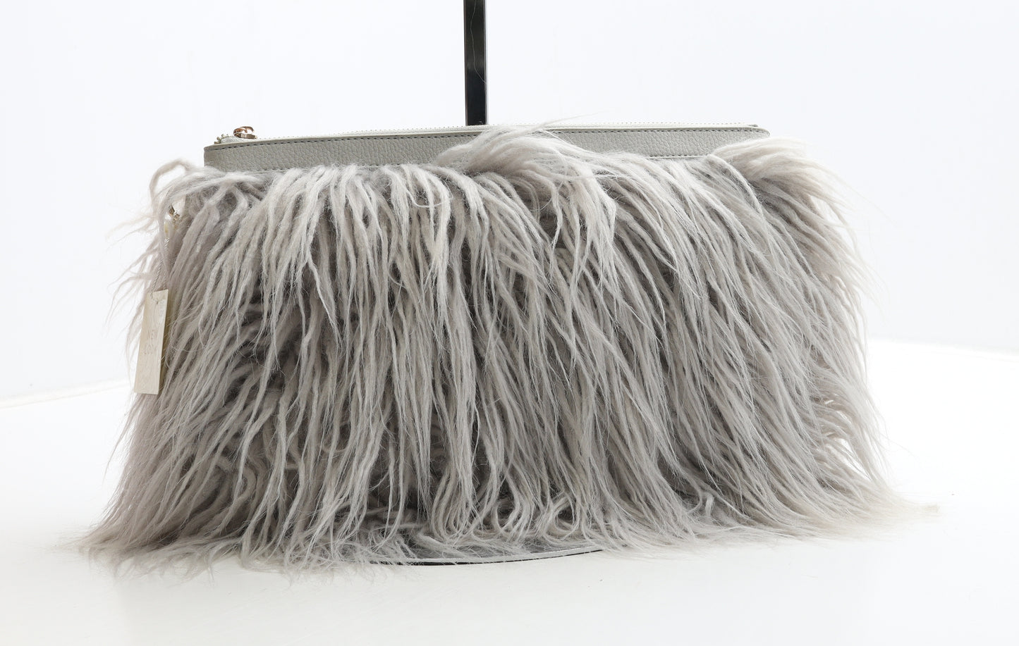 New Look Womens Grey Polyester Clutch Size Medium - Fluffy Detail