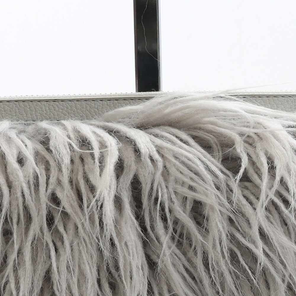 New Look Womens Grey Polyester Clutch Size Medium - Fluffy Detail