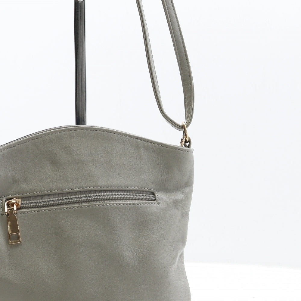 Preworn Womens Grey Colorblock Polyurethane Crossbody Size Medium