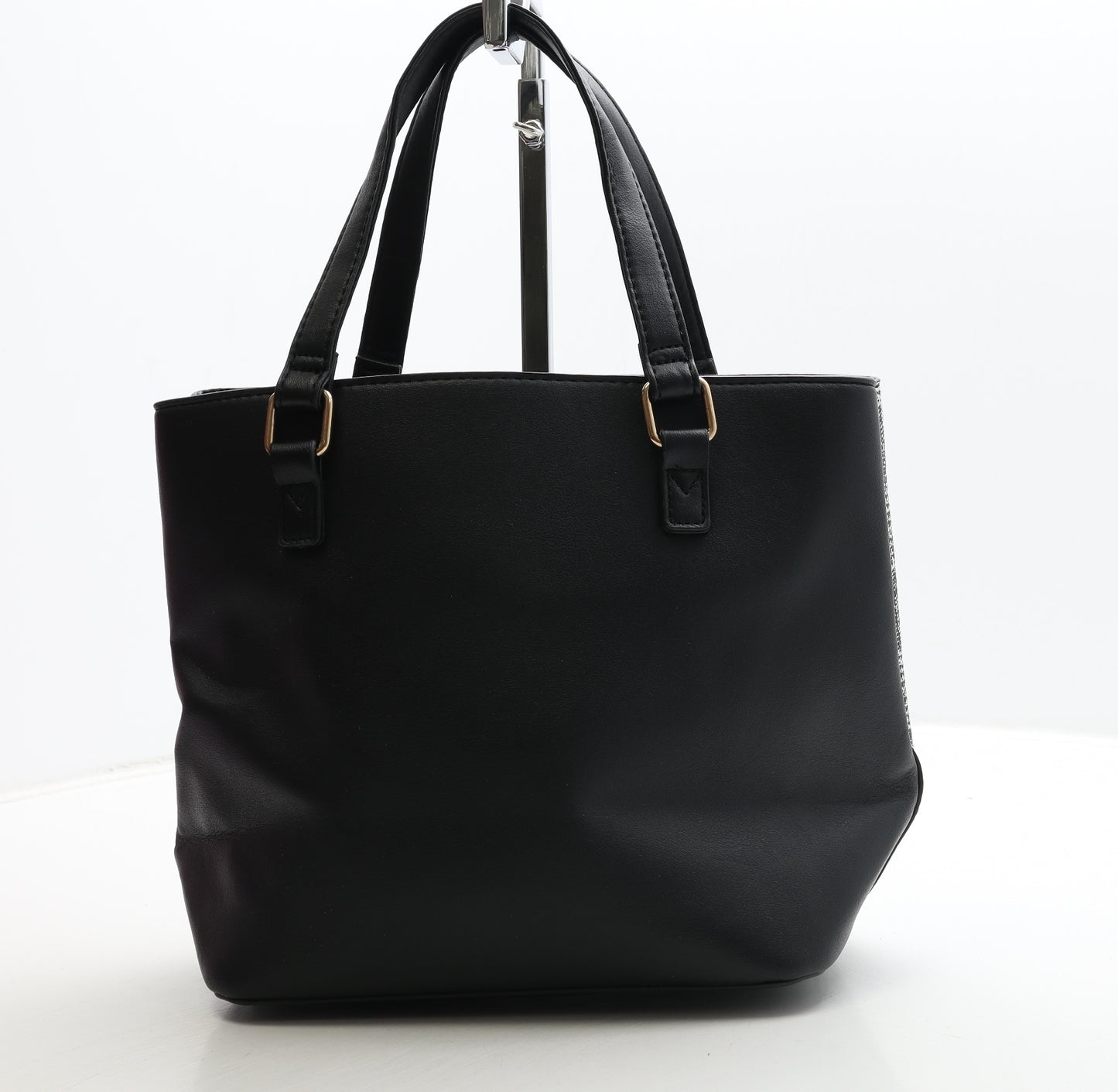 Matalan Womens Black Geometric Polyurethane Top Handle Bag Size Medium