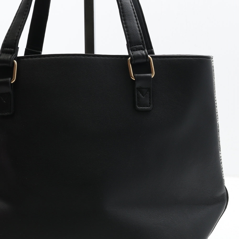 Matalan Womens Black Geometric Polyurethane Top Handle Bag Size Medium