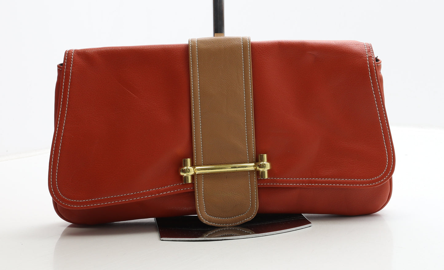 NEXT Womens Orange Polyurethane Clutch Size Small