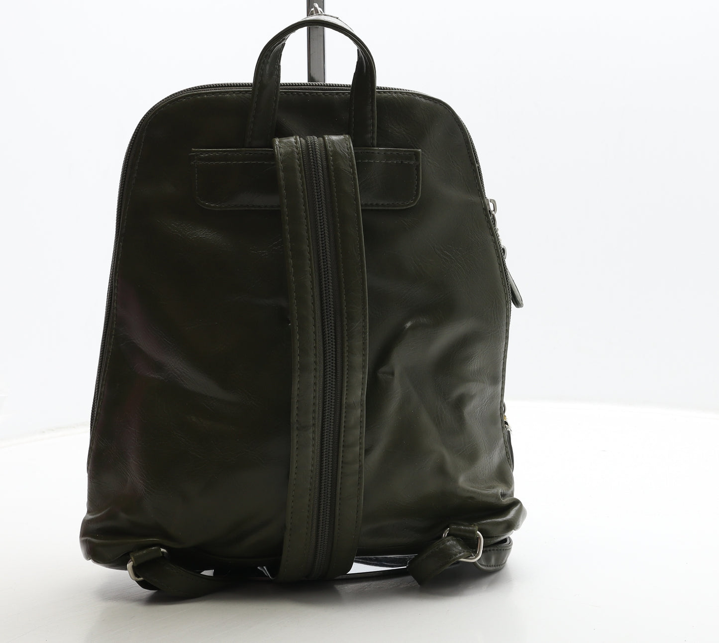 Via Roma Womens Khaki PVC Backpack Size Medium