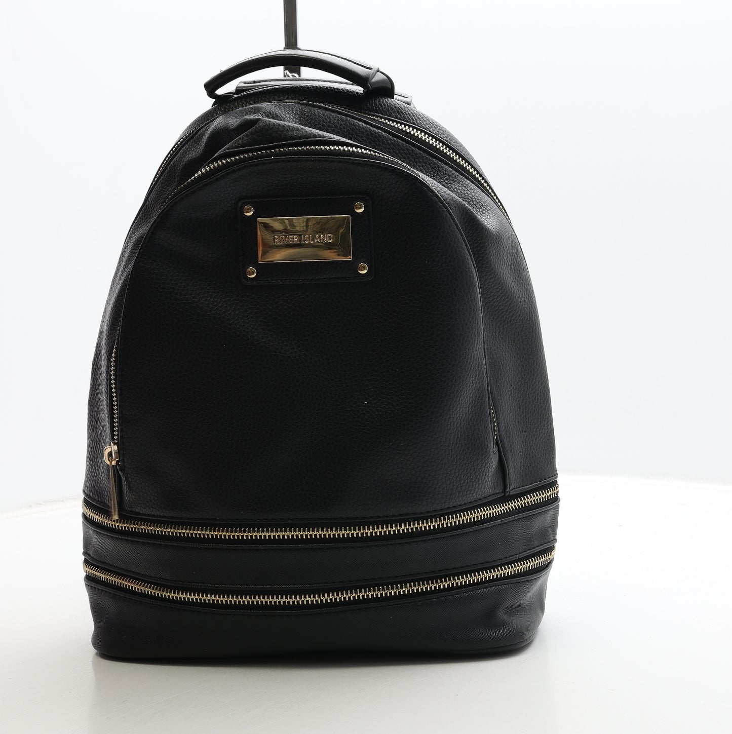 River Island Womens Black Polyurethane Backpack Size Large