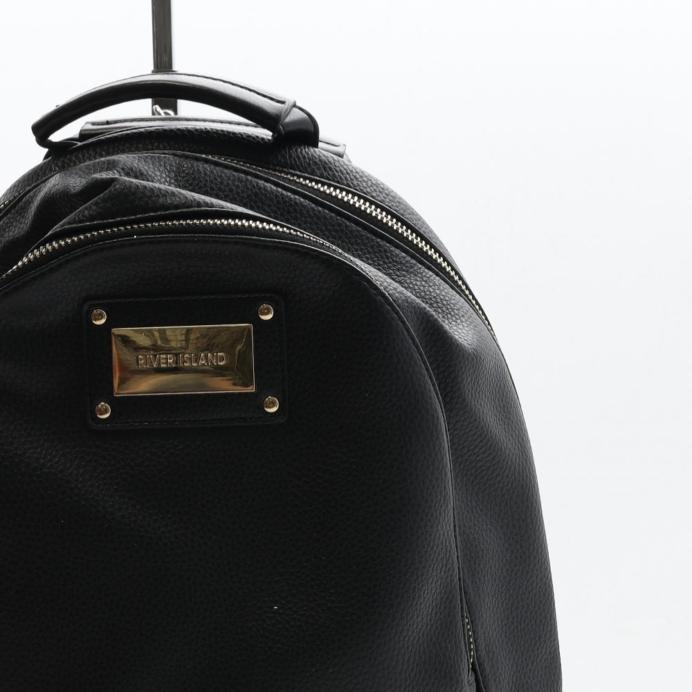 River Island Womens Black Polyurethane Backpack Size Large