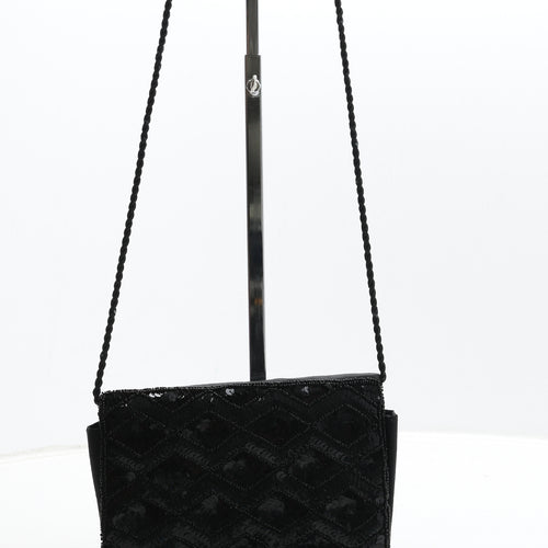 Preworn Womens Black Geometric Polyester Crossbody Size Small