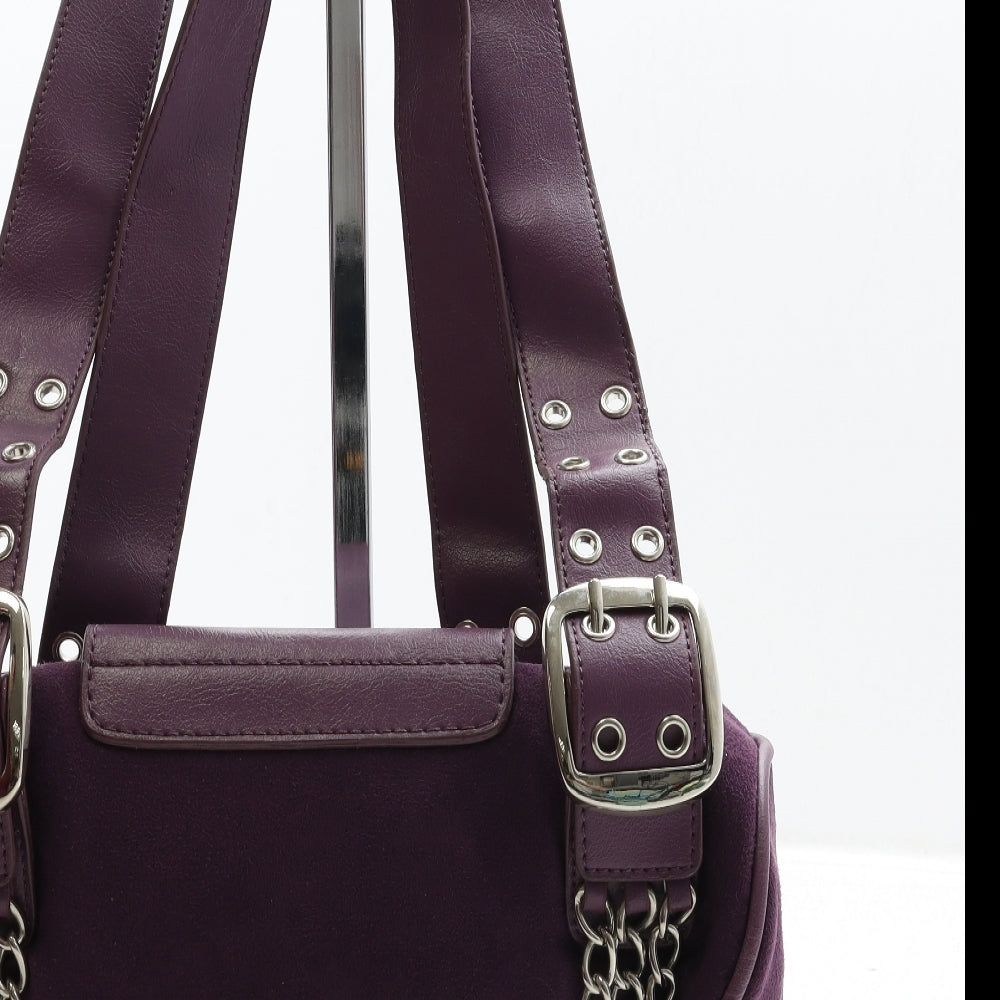 Pure Womens Purple Polyurethane Top Handle Bag Size Small - Chain Detail