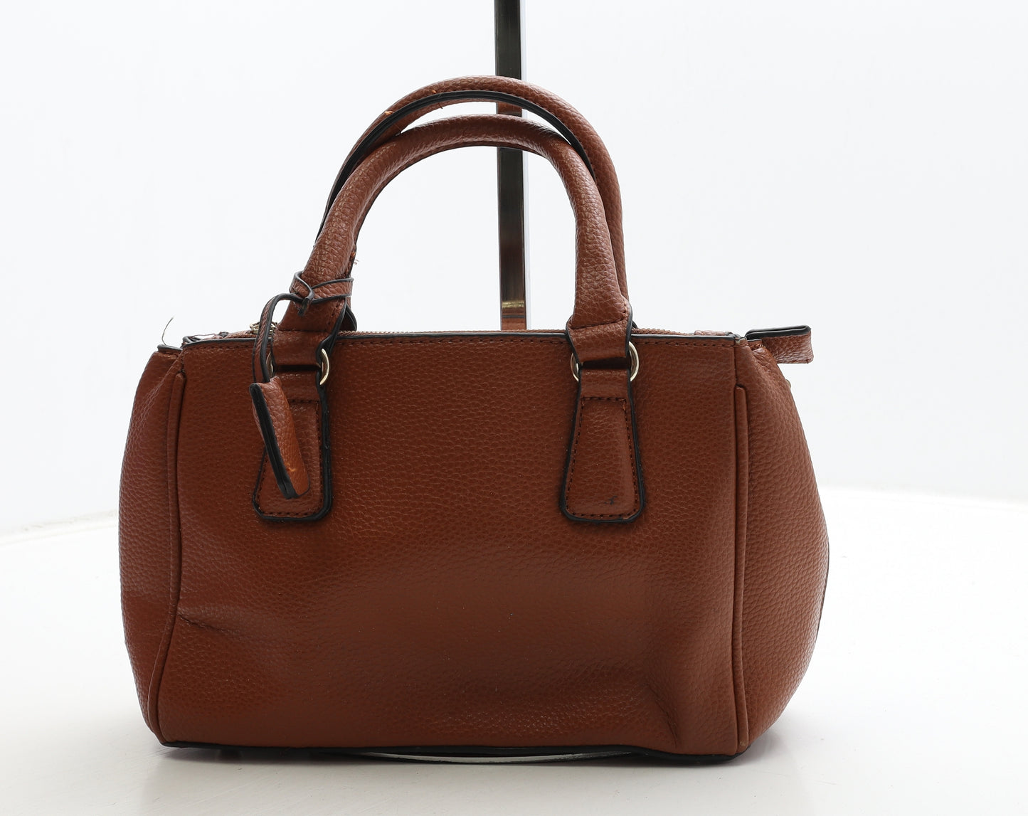 Preworn Womens Brown Polyurethane Top Handle Bag Size Small