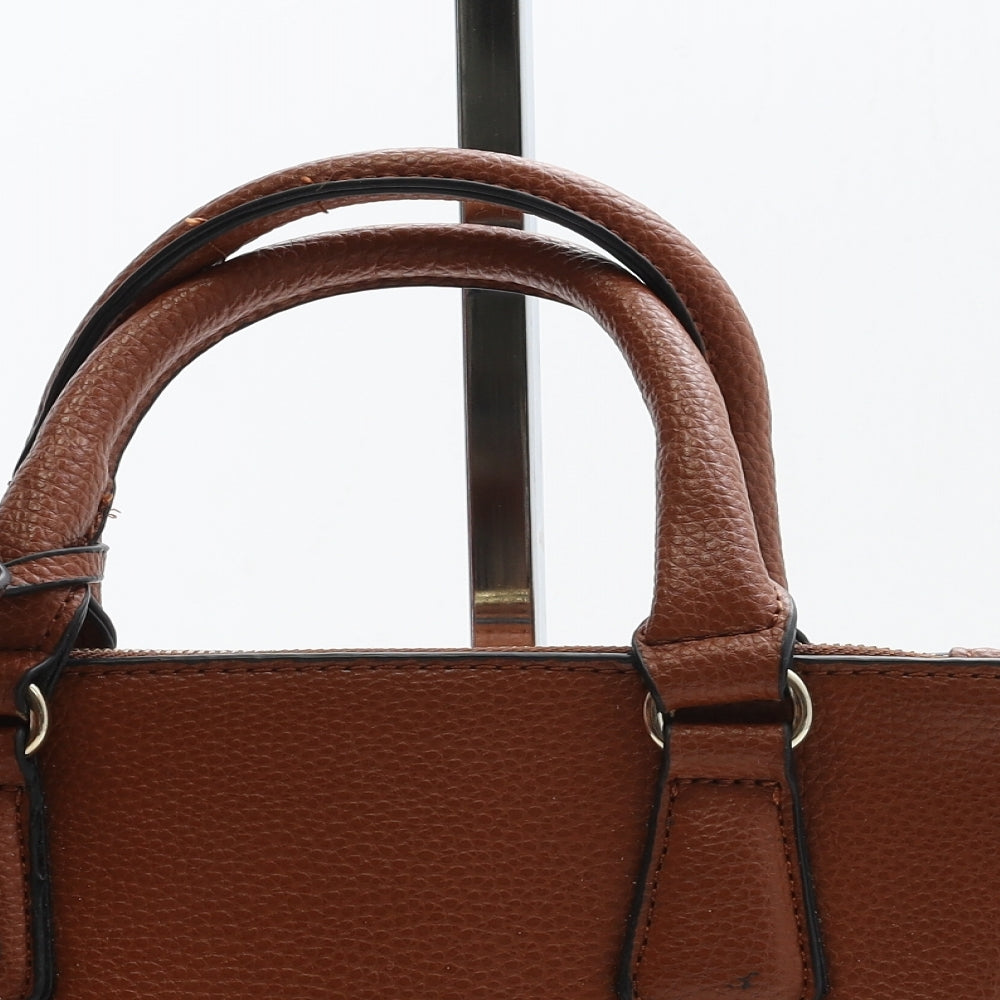 Preworn Womens Brown Polyurethane Top Handle Bag Size Small